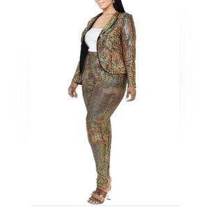Gold Holographic Sequin Pants Set